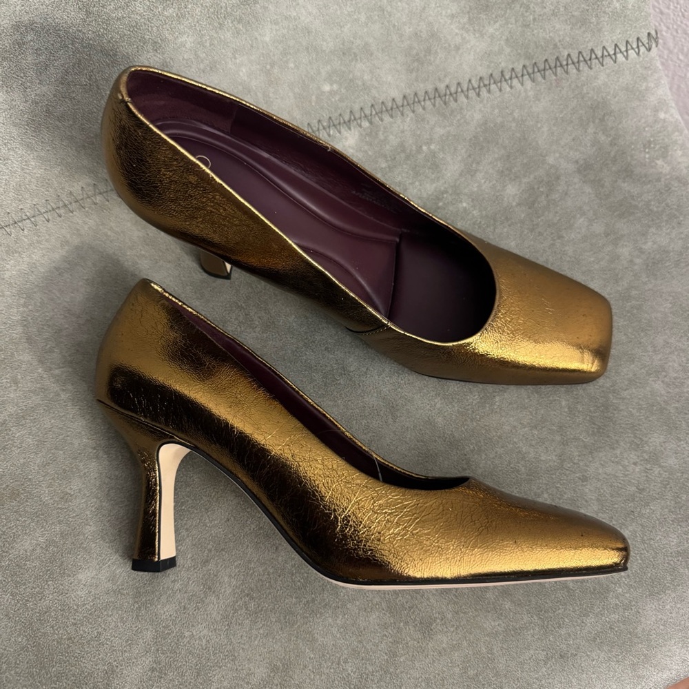 NWT Franco Sarto Flexa Aela Square Toe Pump Bronze Leather Sz 9 - Picture 11 of 15